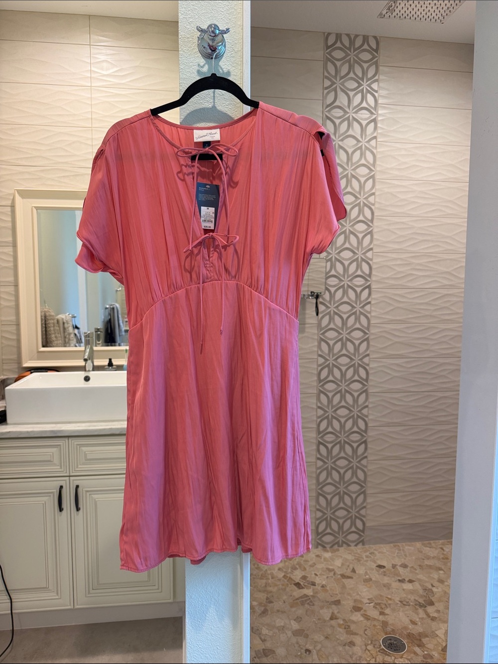 Universal Thread Rose Pink Lace-Up Short Sleeve Dress